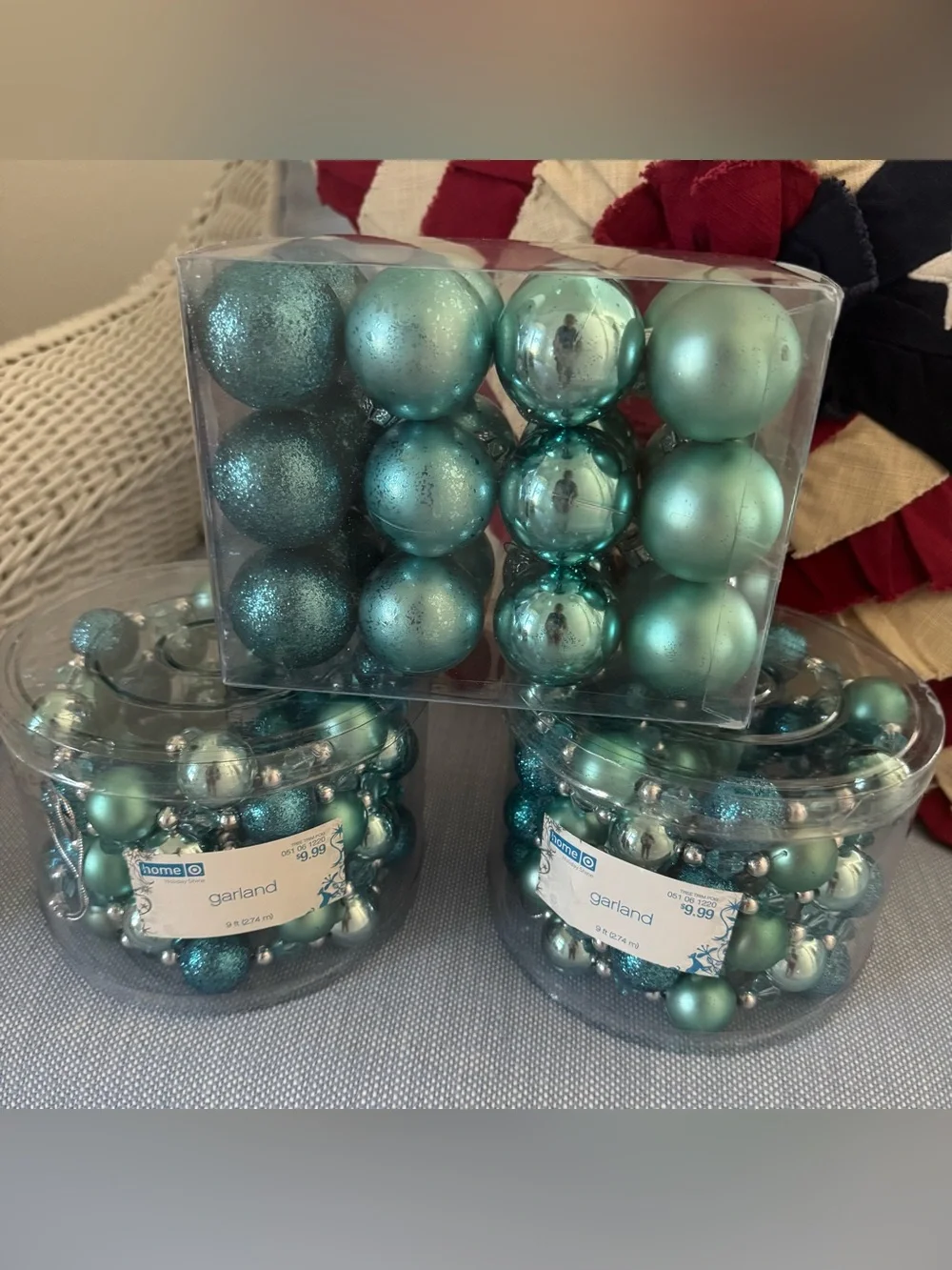 Target Teal Blue Christmas Ornament and Garland Set